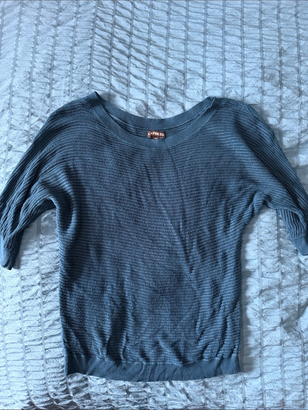 Express Women's Teal Blue Scoop Neck Knit Sweater